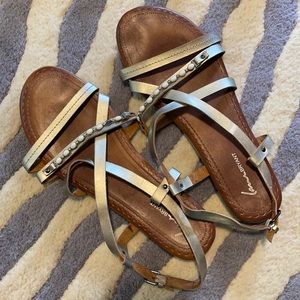 Lane Bryant Gold Strappy Sandals sz 12W